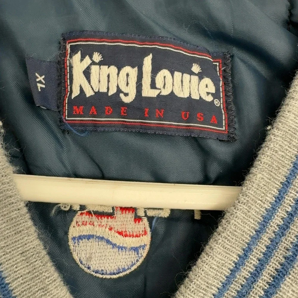 Vintage Pepsi King‎ Louie Jacket Mens XL Blue Cotton Bomber Snap Front USA Style
